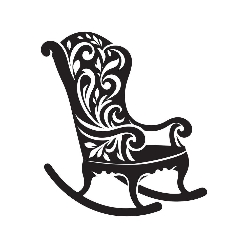 High-Resolution Rocking Chair Silhouette Vectors for Artistic Use