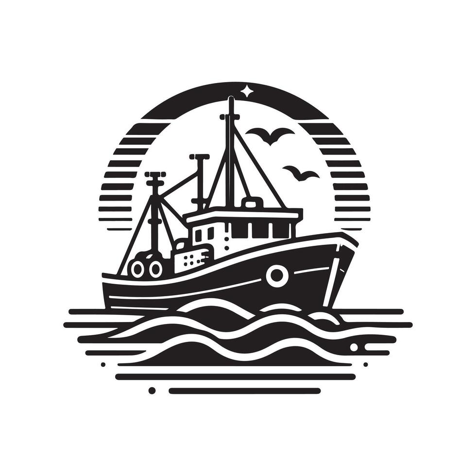 Trawler Silhouette Vectors Great for Nautical Print and Digital Media