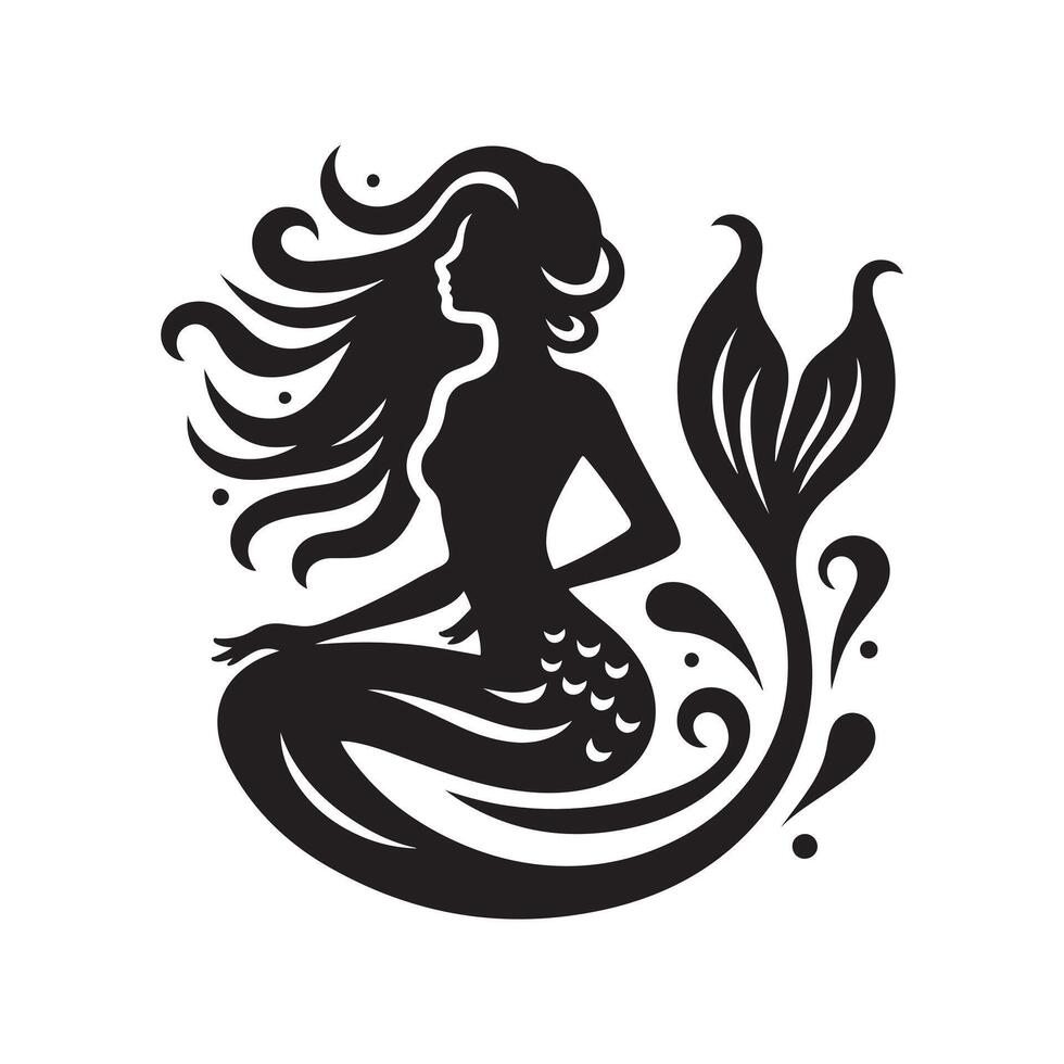 Creative Mermaid Silhouette Vectors Illustrations for Photography Backdrops