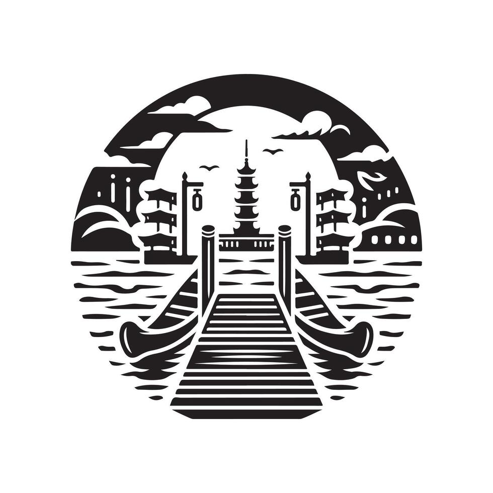 Pontoon Silhouette Vectors for Waterfront and Relaxation Themes