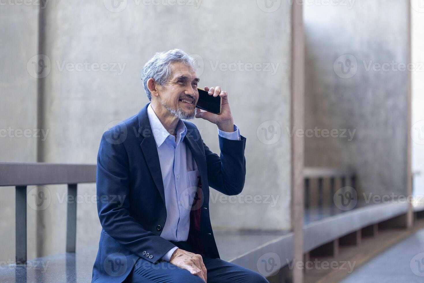 Senior executive managing director is answering call from shareholders for global business expansion and professional marketing strategy in stock market investment concept photo