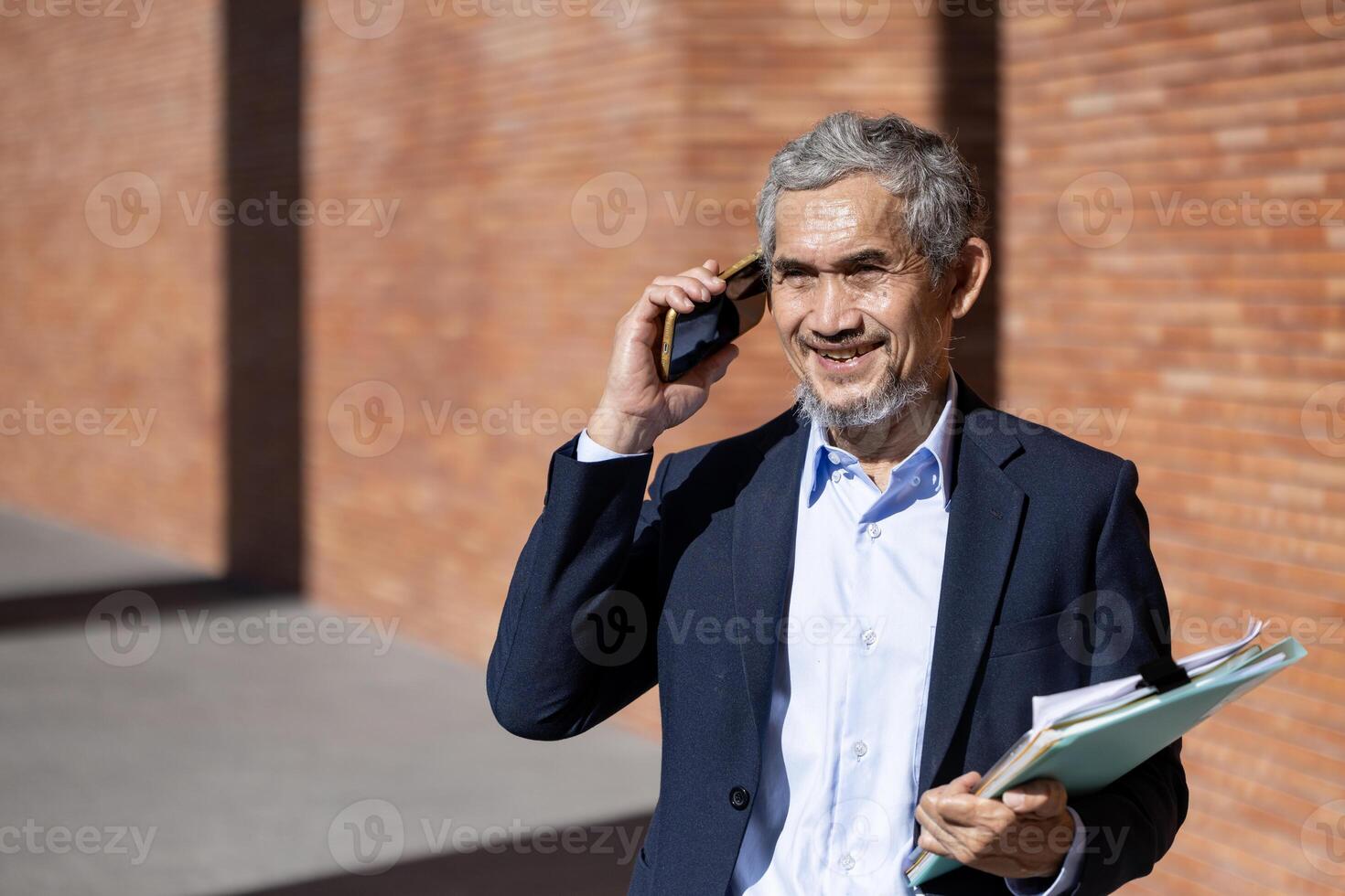 Senior executive managing director is answering call from shareholders for global business expansion and professional marketing strategy in stock market investment usage photo