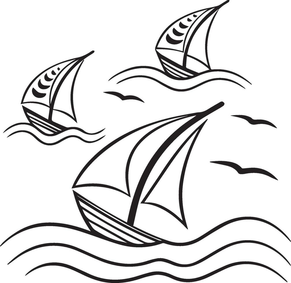 Ship and Boat Icons Classic Line Series vector