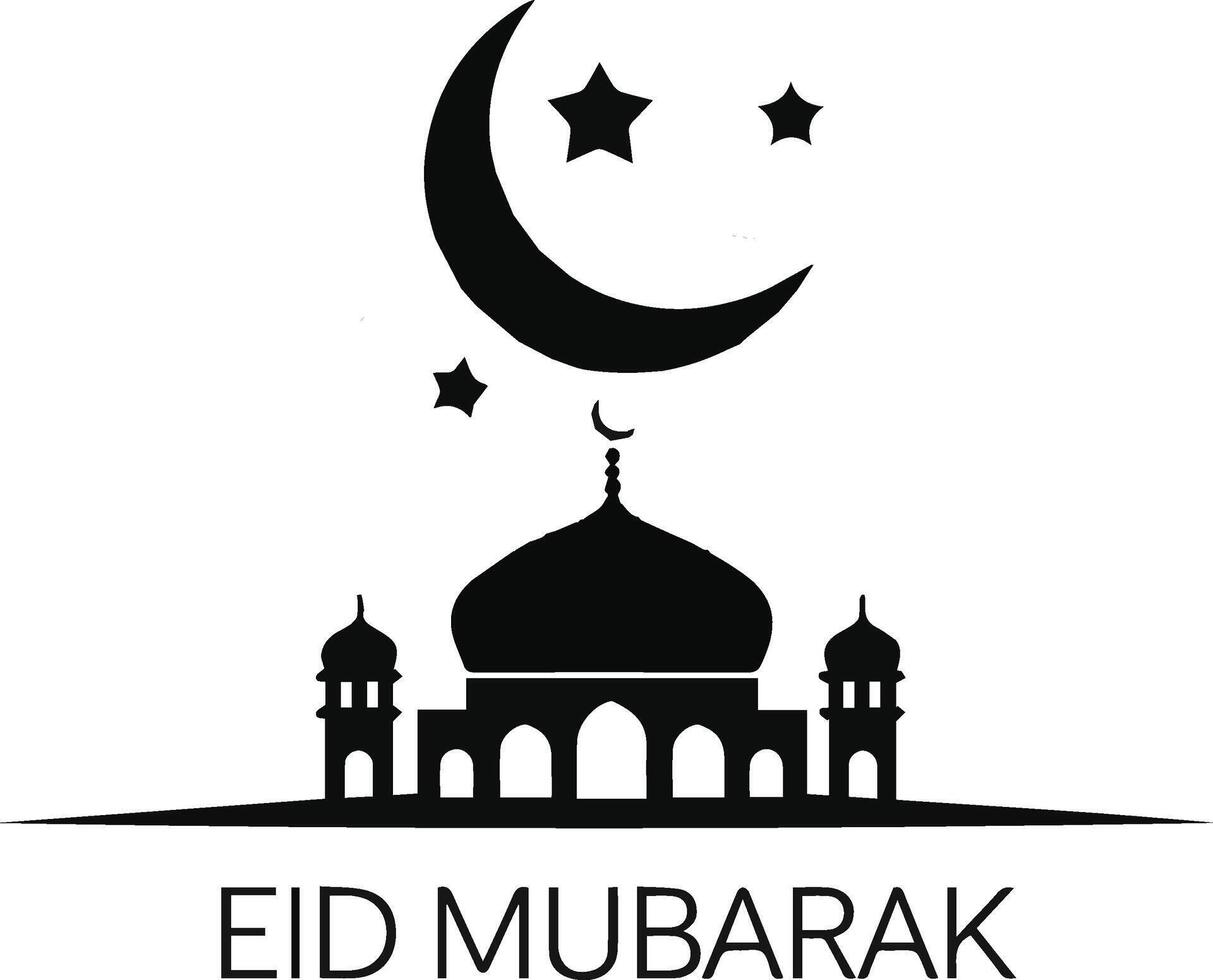 Eid Mubarak caligraphy design. lettering typography silhouette illustration. isolated with white background. vector