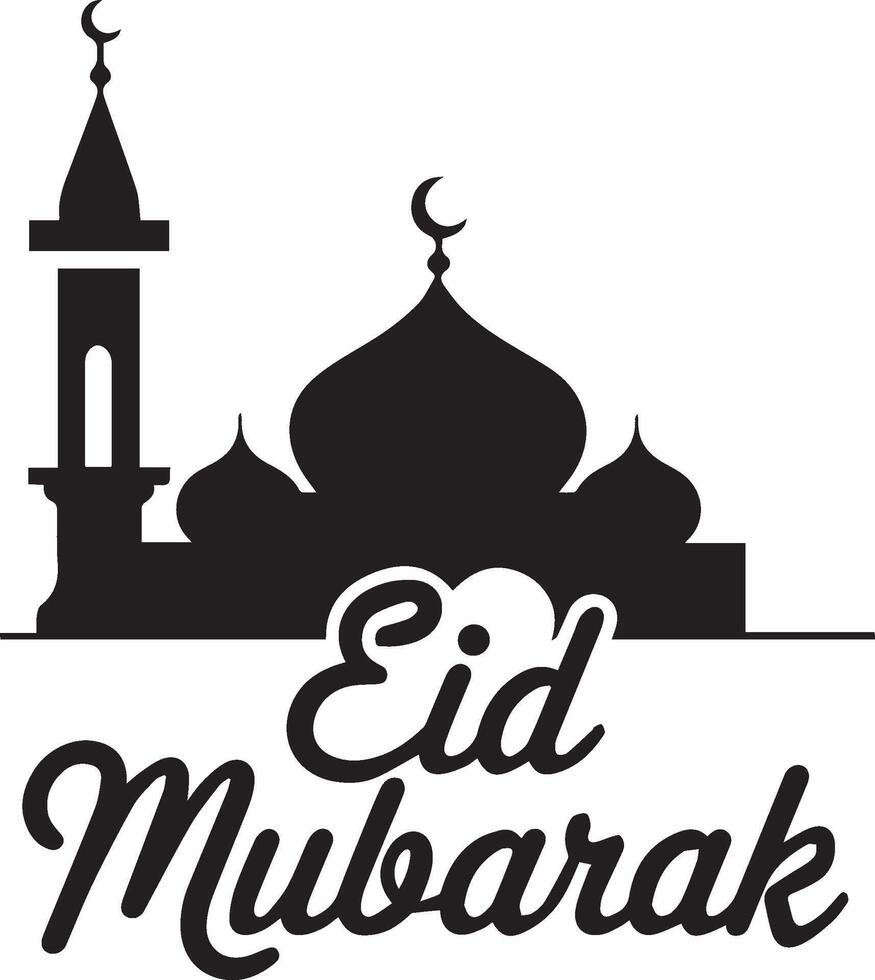 Eid Mubarak caligraphy design. lettering typography silhouette illustration. vector