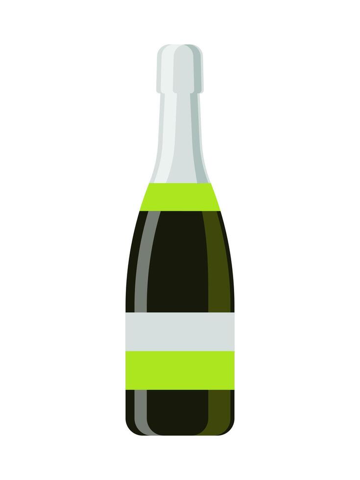 Corked bottle of sparkling wine for the holiday isolated on white background. vector