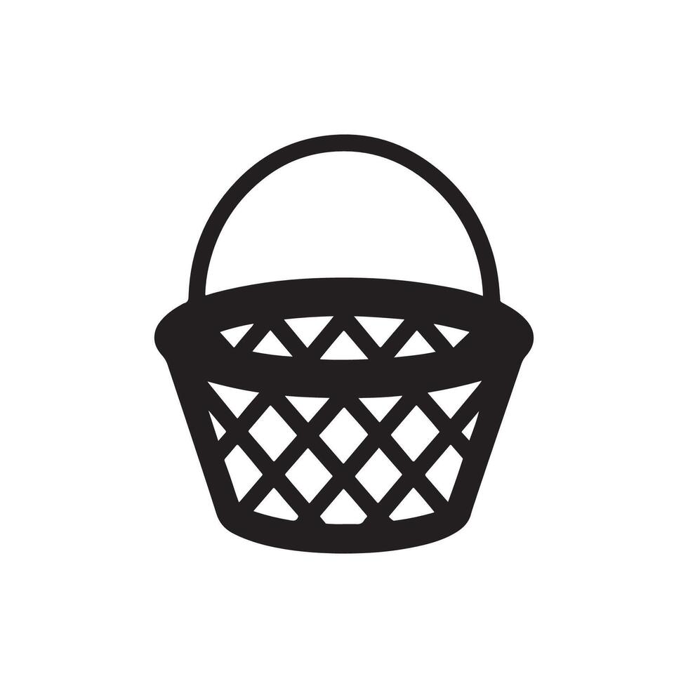 Black plastic basket icon place on white background vector