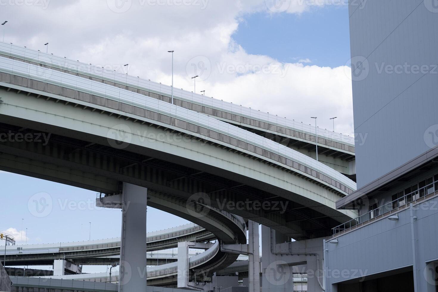 Highway Bridge at Yokohama city. Abstract geometric highway architecture photo