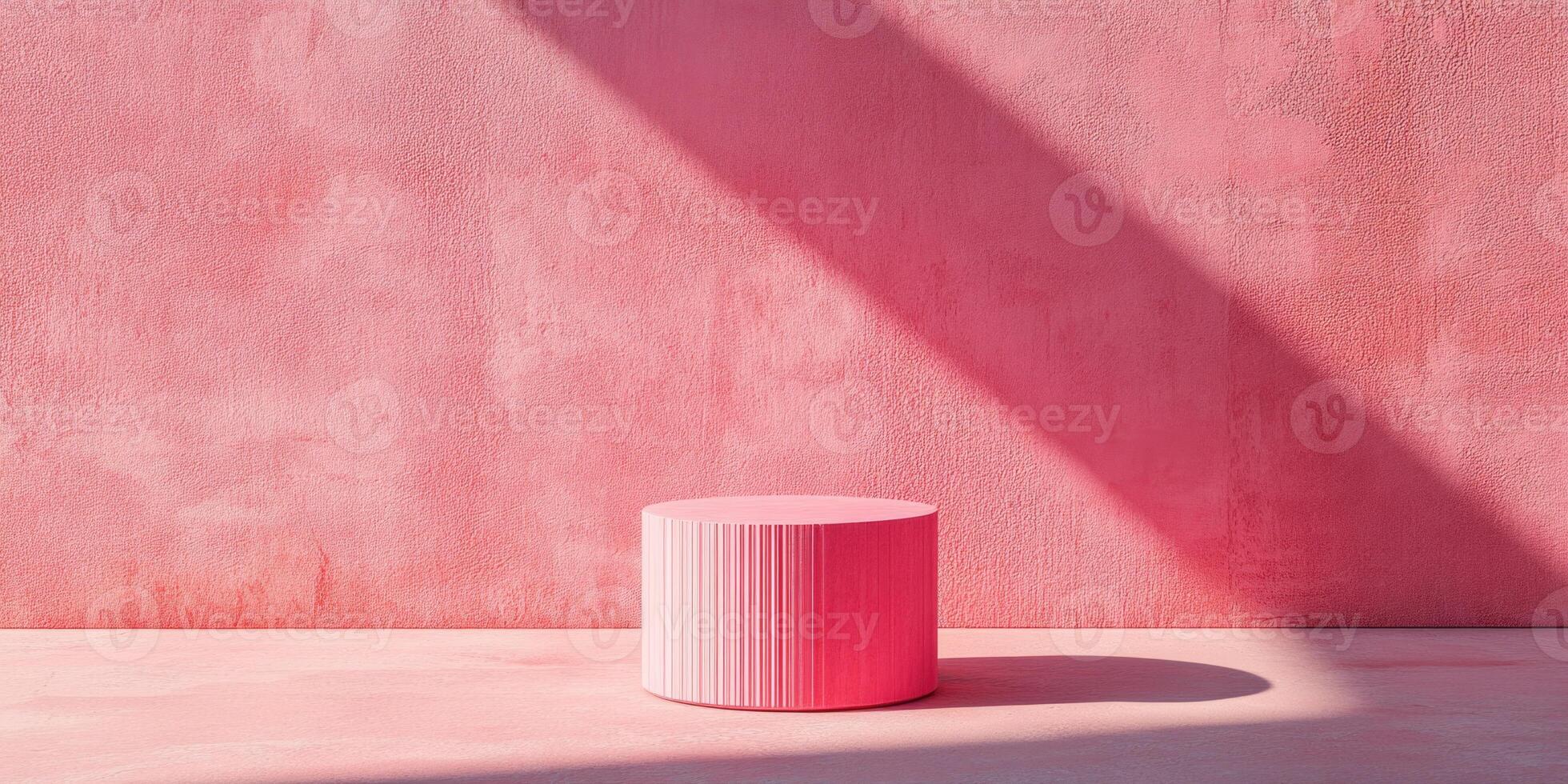 circle stand podium for displaying cosmetics and product on abstract background in pink colors. photo