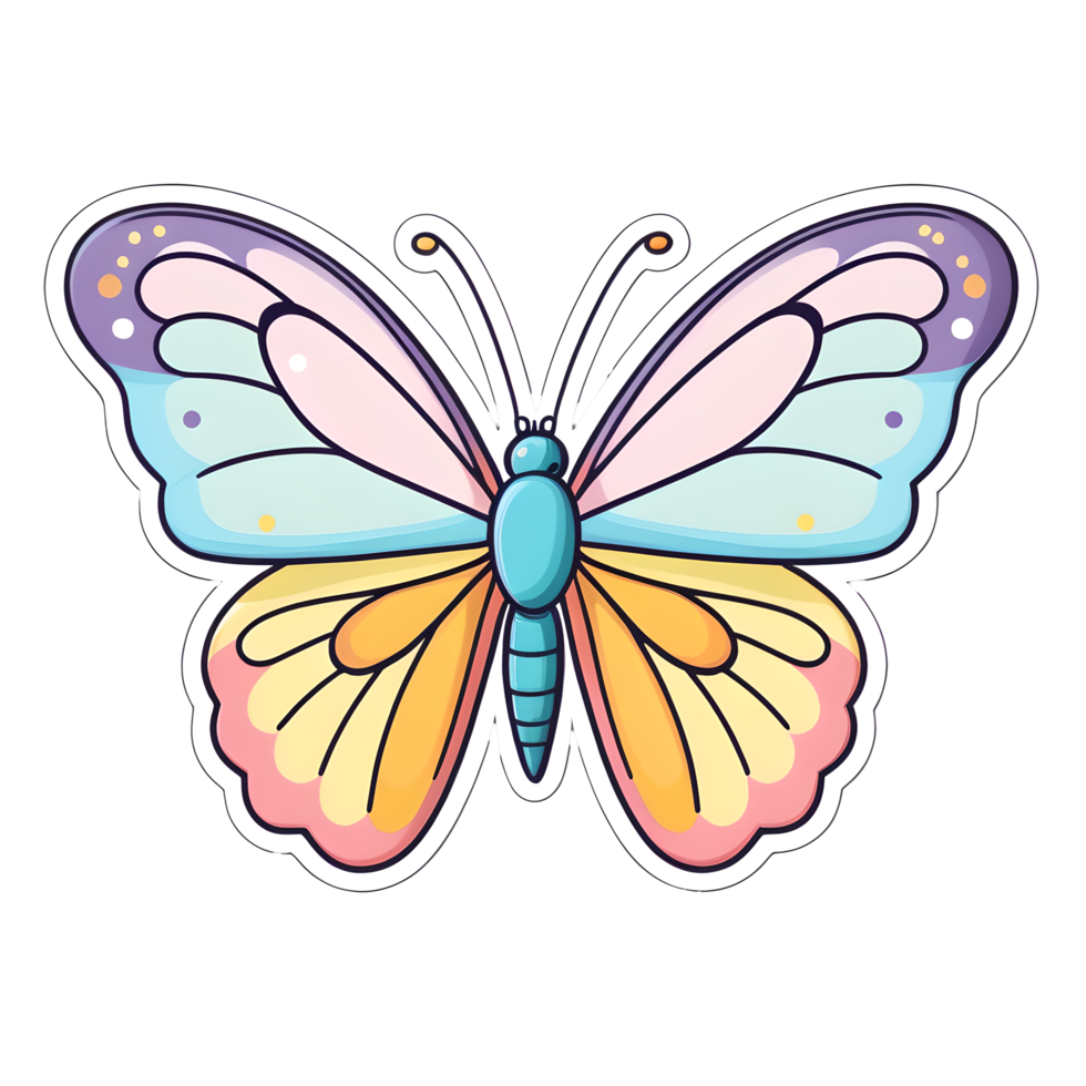 A sticker with a colorful butterfly on it png