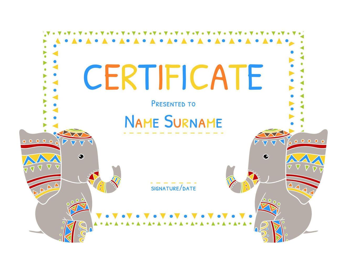 Kids Certificate Tamplate, Preschool Elementary School Diploma Illustration vector