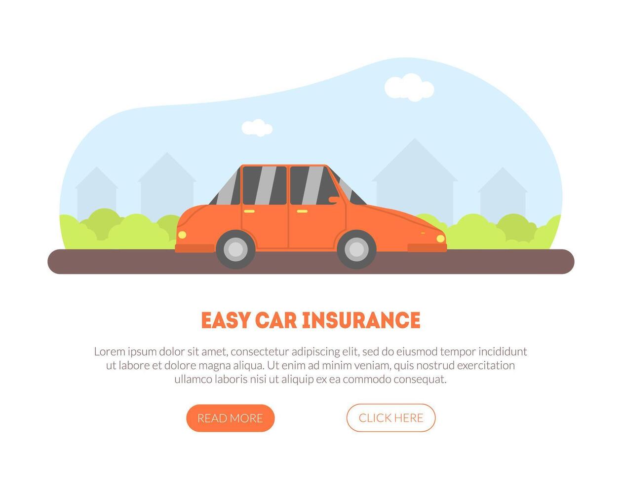 Easy Car Insurance Service Landing Page with Place for Text Illustration vector