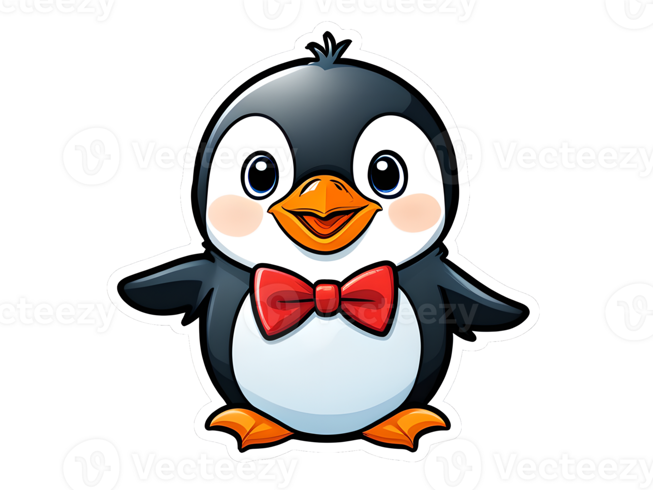 A penguin wearing a bow tie and a red tie png