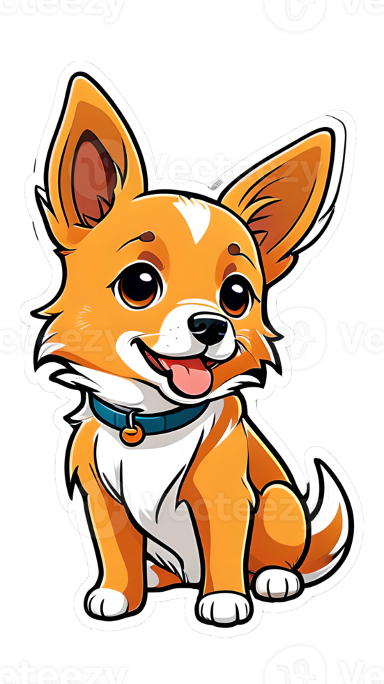 A cartoon dog sticker with a blue collar png