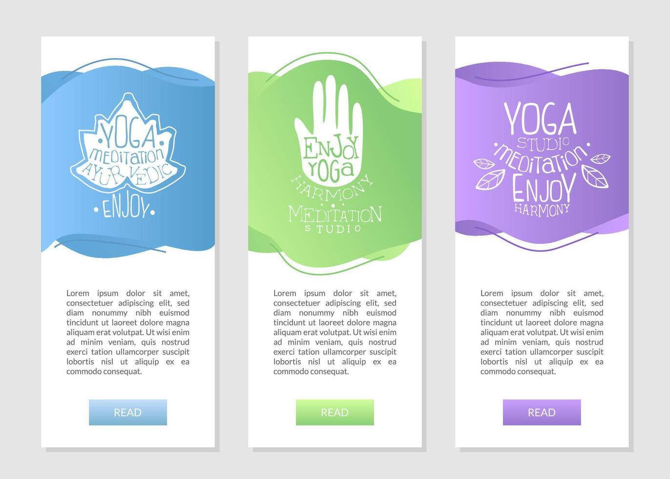 Yoga Studio Meditation, Ayurvedic Business Cards Set with Ethnic Symbols and Place for Text Illustration vector