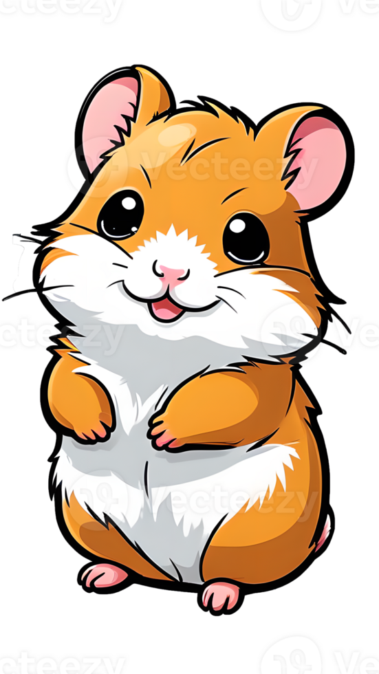 A cartoon hamster standing up on its hind legs png