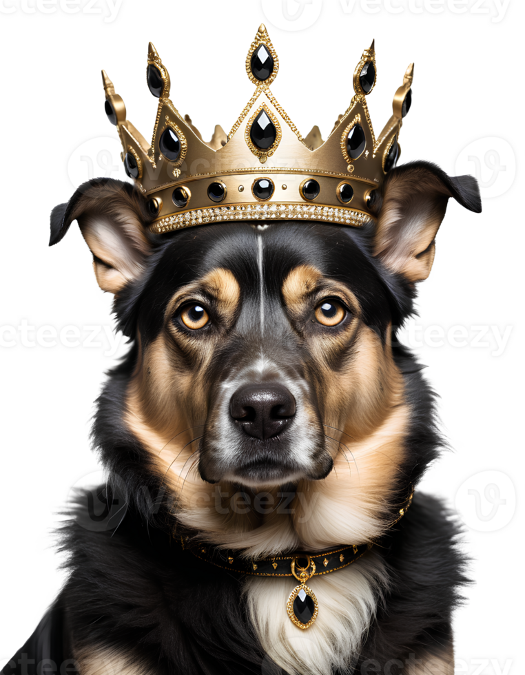 A dog wearing a crown on its head png