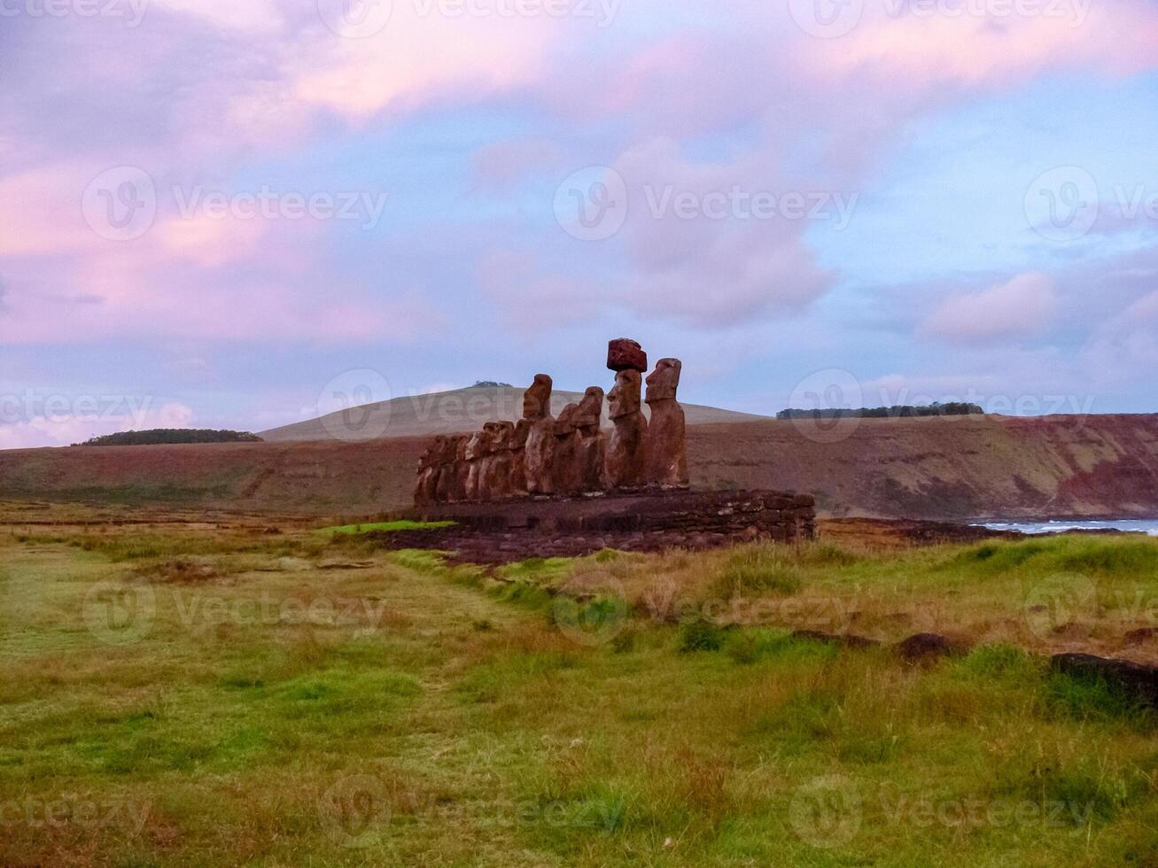 Statues of gods of Easter Island photo