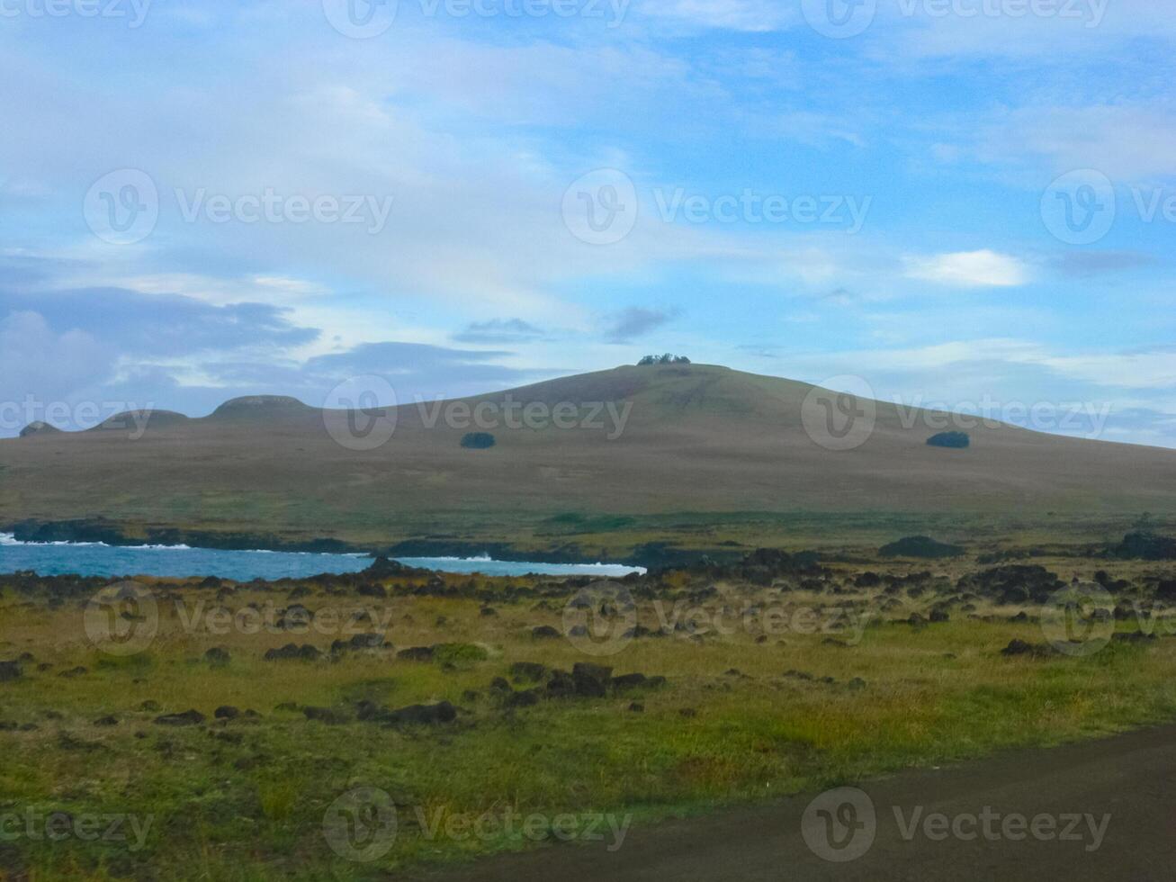 nature of Easter Island, landscape, vegetation and coast. photo