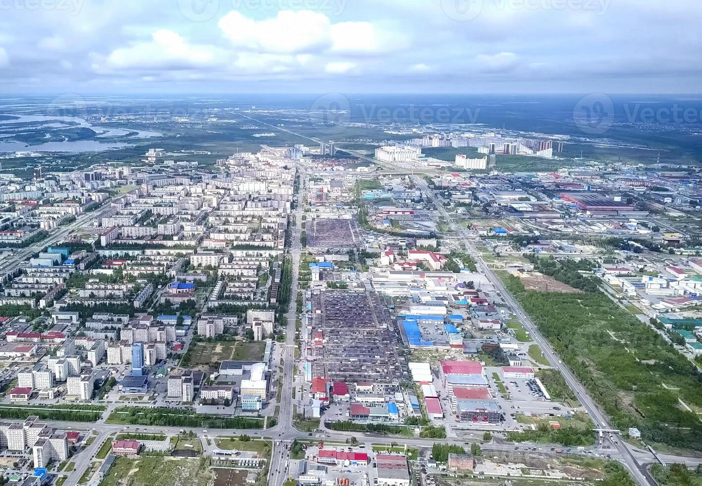 View from above on city of Surgut. Hunts-Mansi Autonomous Region, surgut city from a bird's-eye view. photo