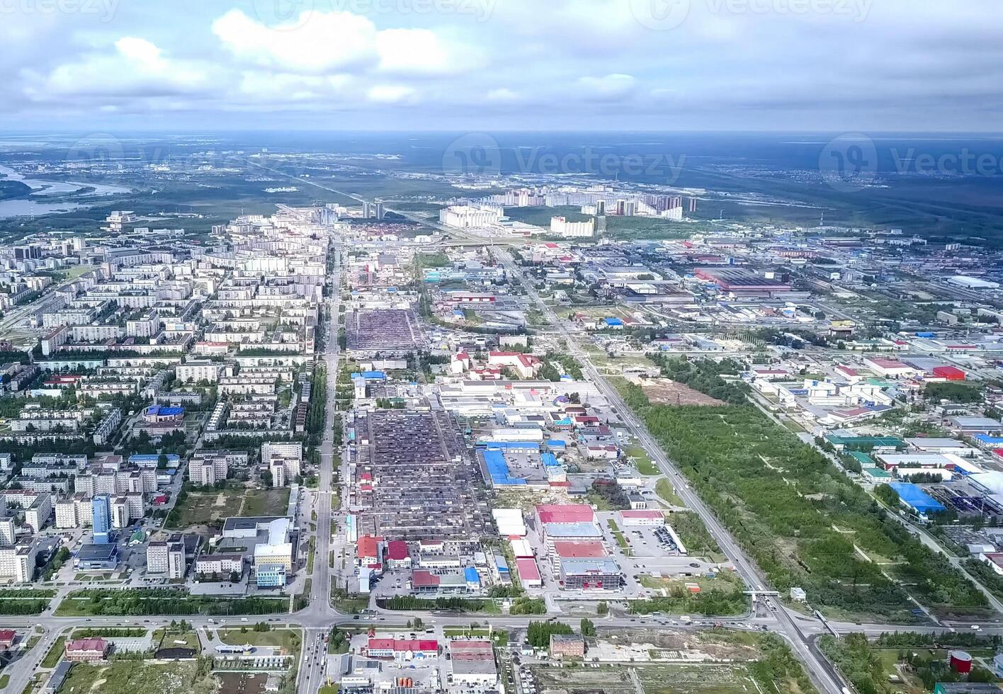 View from above on city of Surgut. Hunts-Mansi Autonomous Region, surgut city from a bird's-eye view. photo