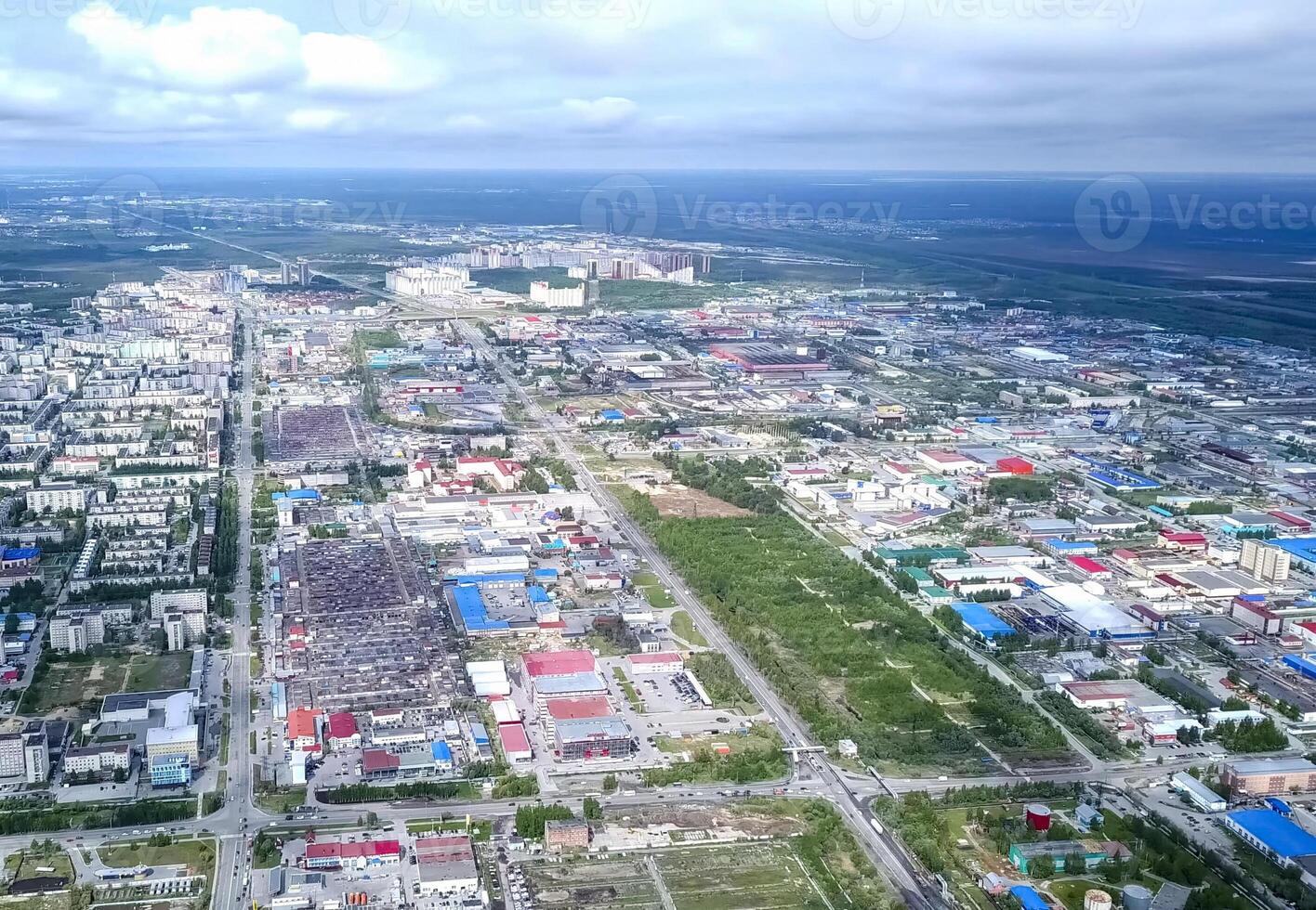 View from above on city of Surgut. Hunts-Mansi Autonomous Region, surgut city from a bird's-eye view. photo