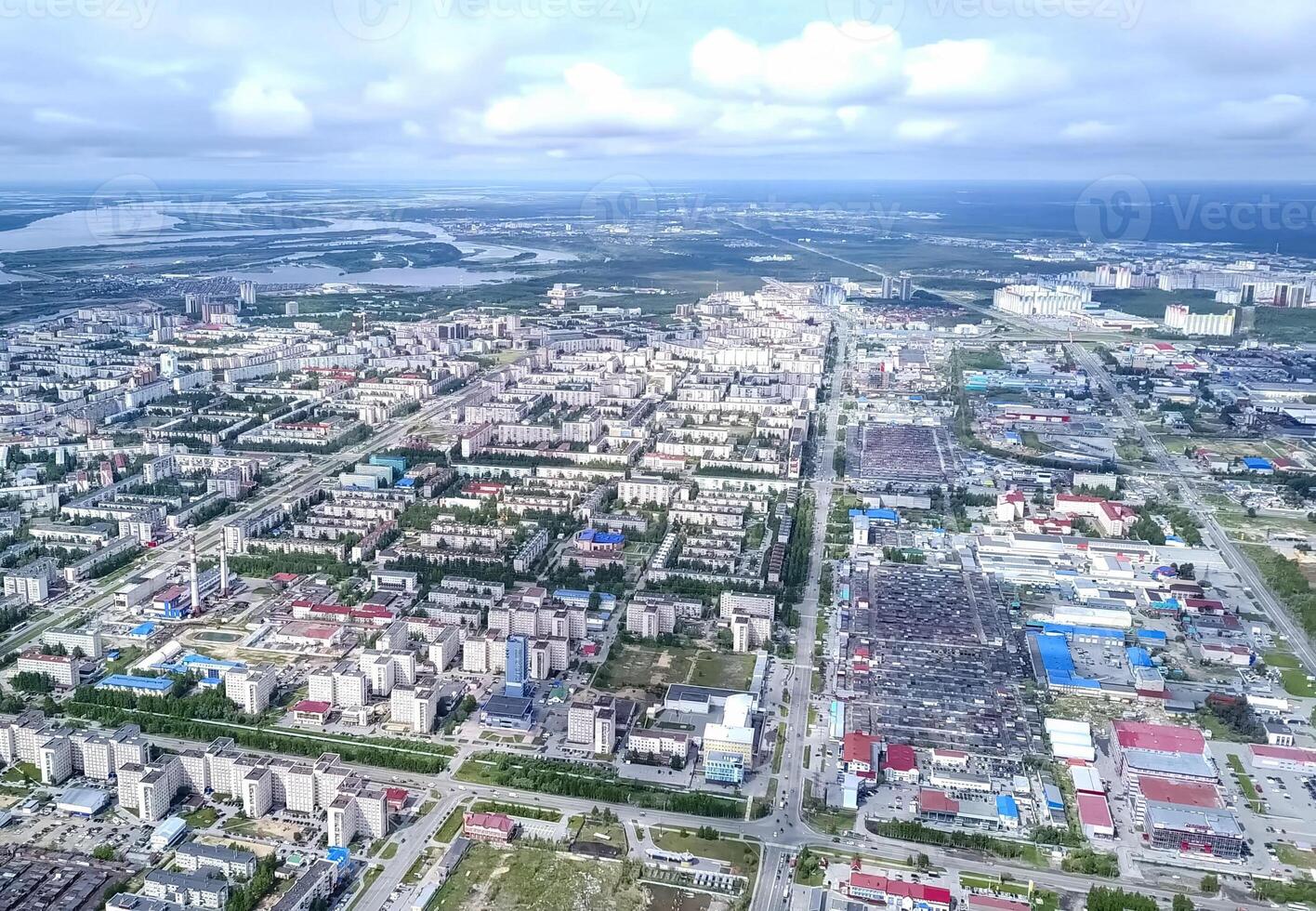 View from above on city of Surgut. Hunts-Mansi Autonomous Region, surgut city from a bird's-eye view. photo
