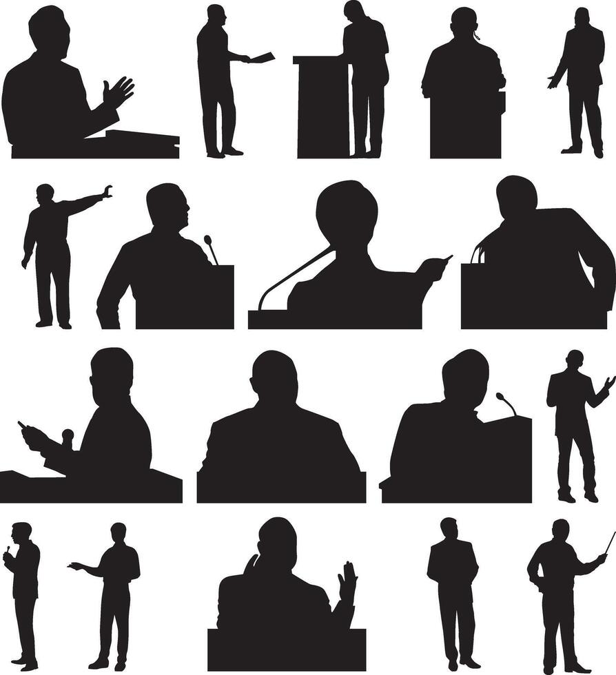 Silhouette of tutor and lecturer vector