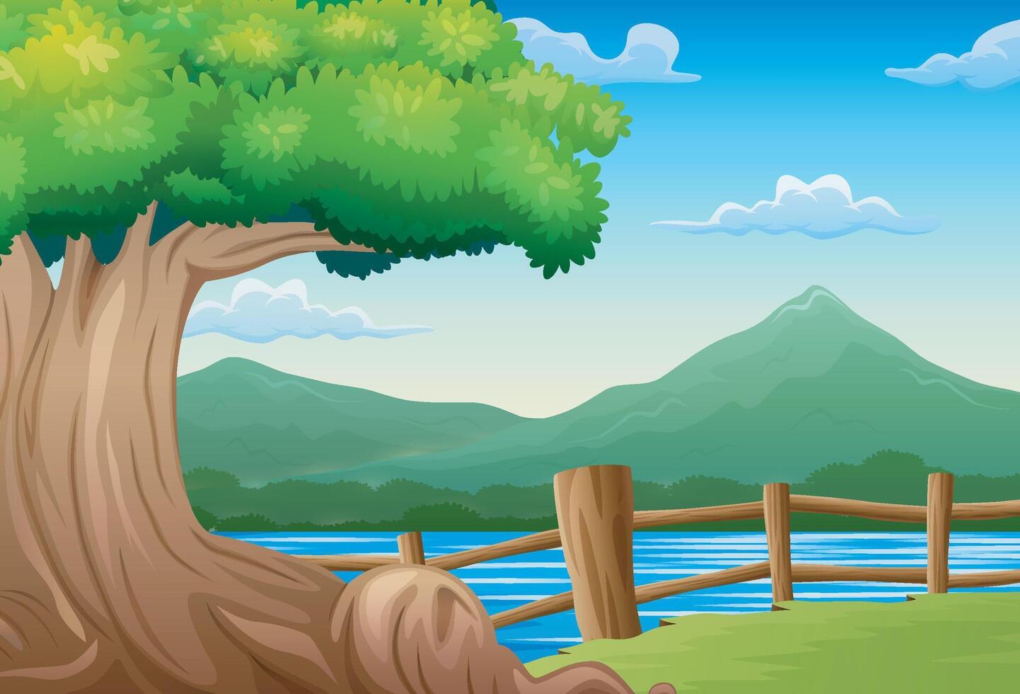 illustration of nature landscape with a mountain background vector