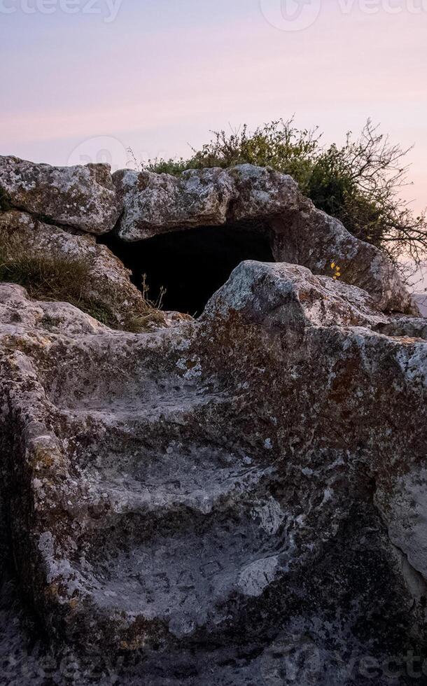 Rocks in Crimea. The rocks of rocks of Crimea. The output of limestone sediment photo