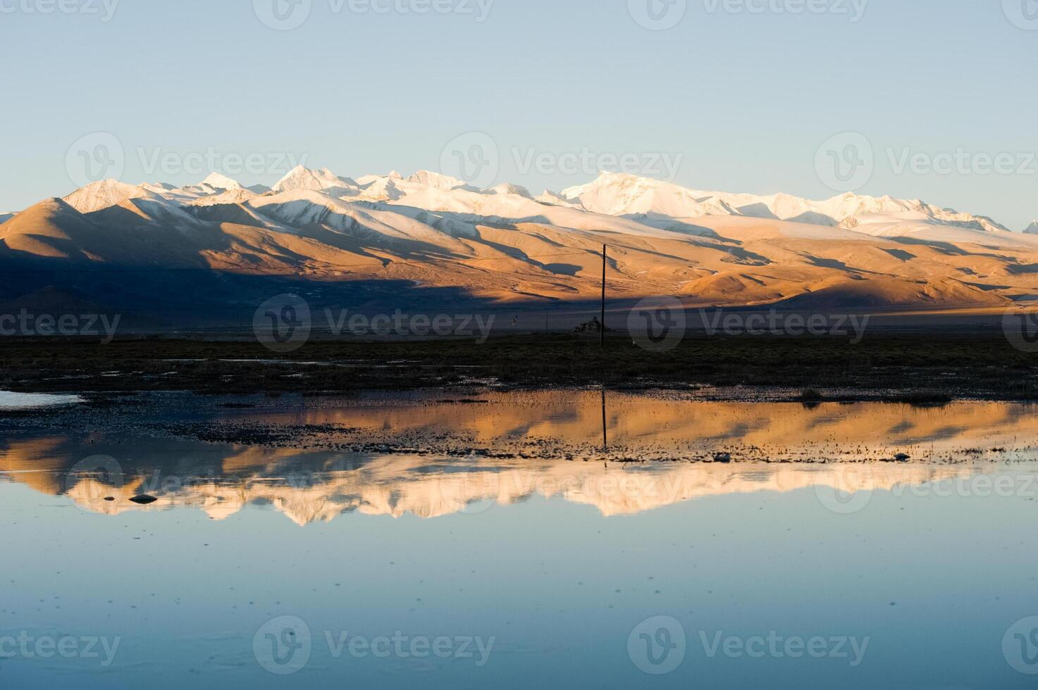 A lake in the Himalayas. Tibet, large lake in the highlands. photo