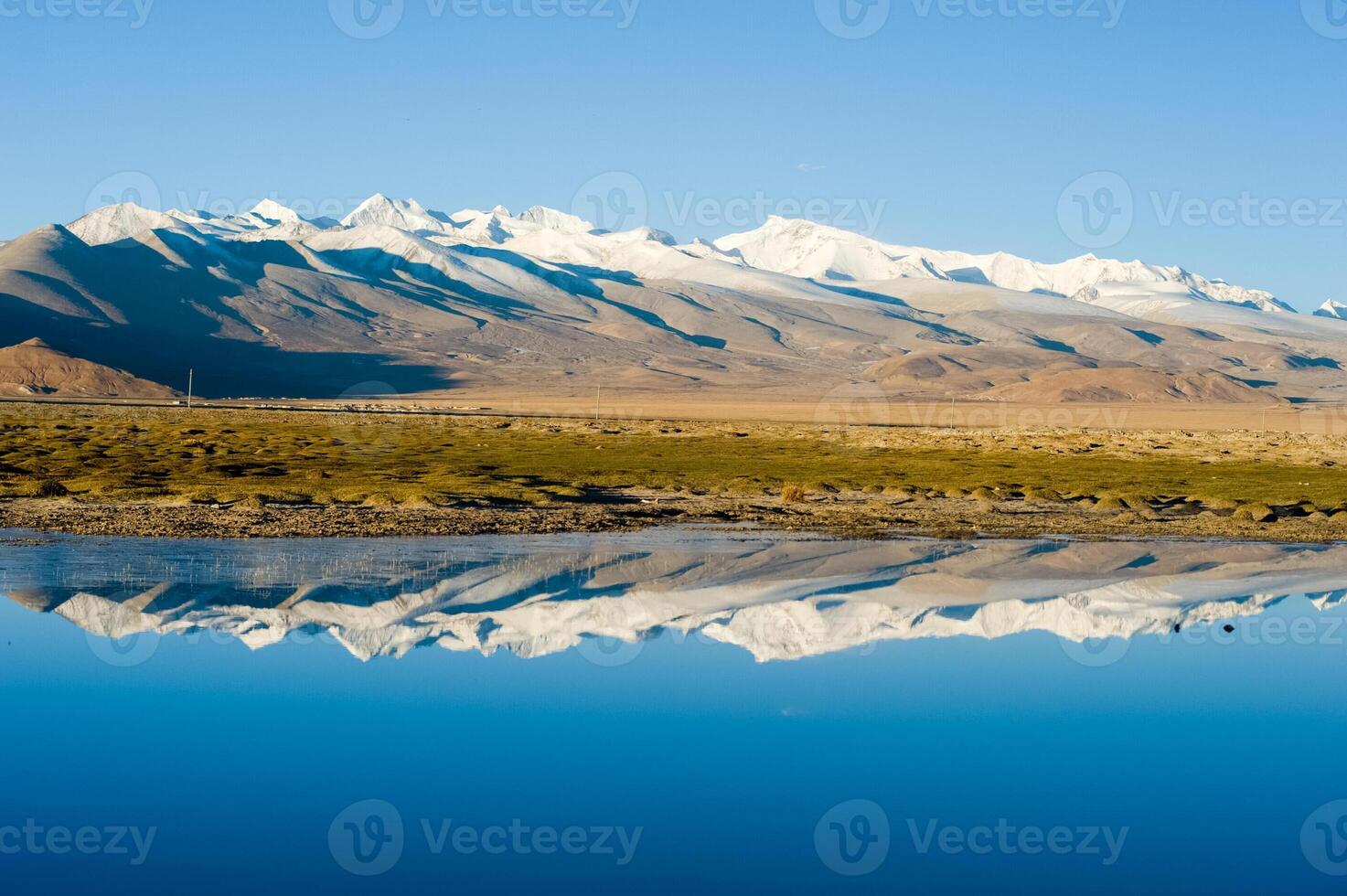 A lake in the Himalayas. Tibet, large lake in the highlands. photo