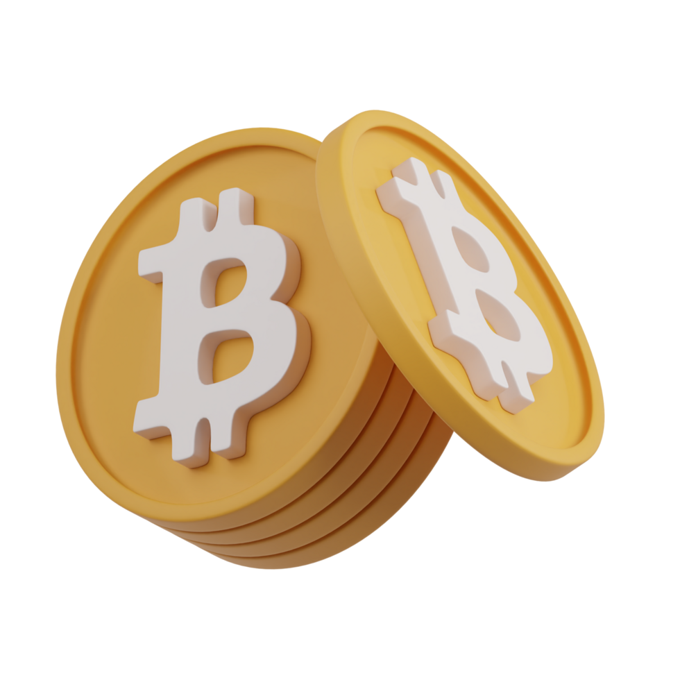3d Render of bitcoin icon png