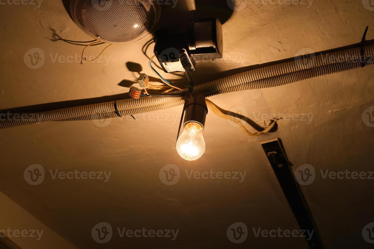 The exposed wiring ceiling light adds a unique aesthetic and enhances the ambiance of any space photo