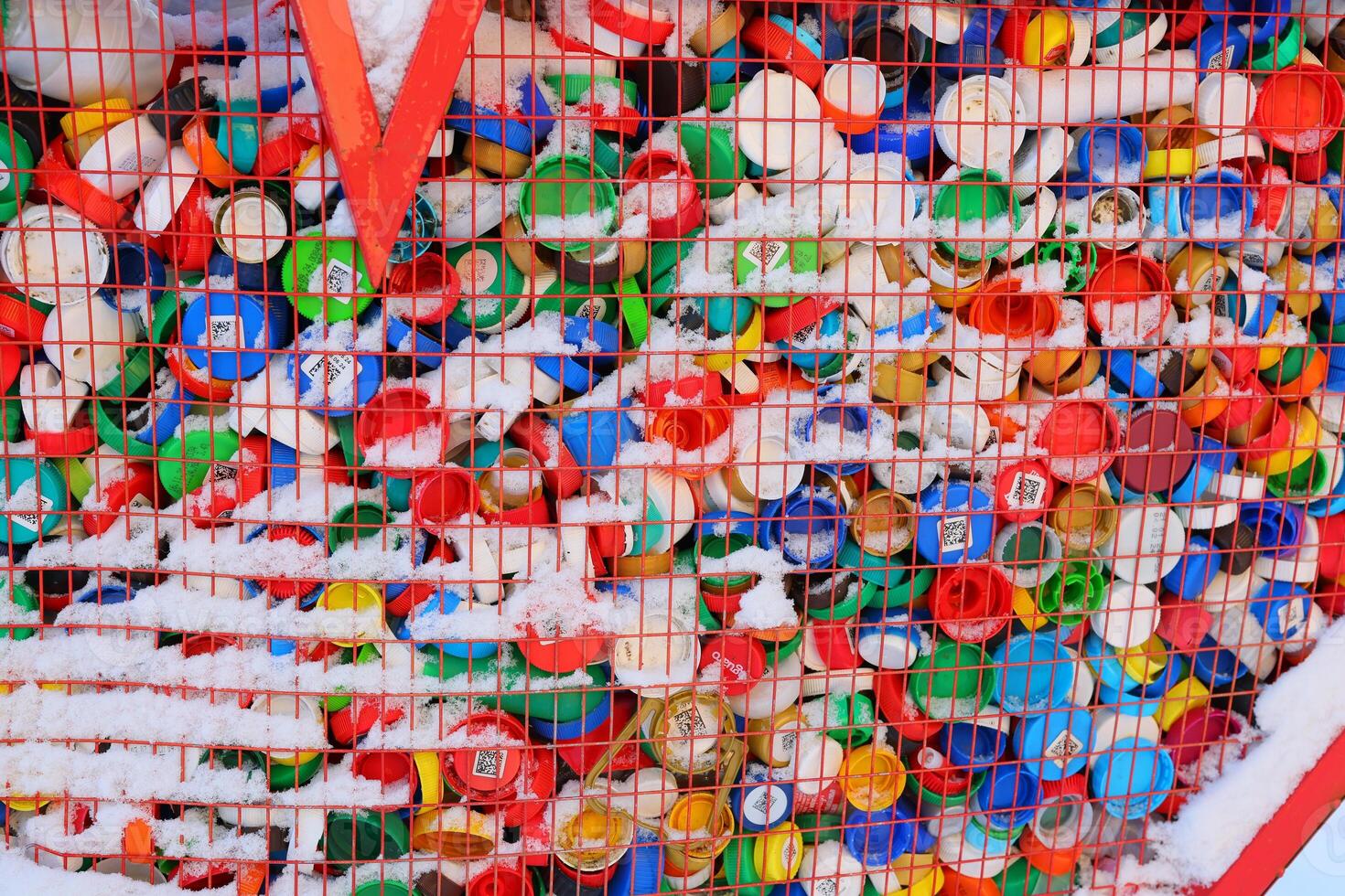 An extraordinary Colorful Bottle Caps Art Installation that captivates with its visual appeal photo