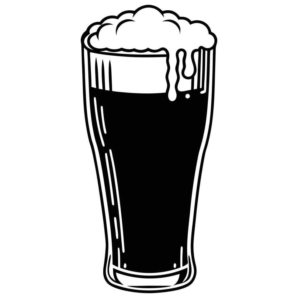 A black Silhouette of a pint beer glass vector