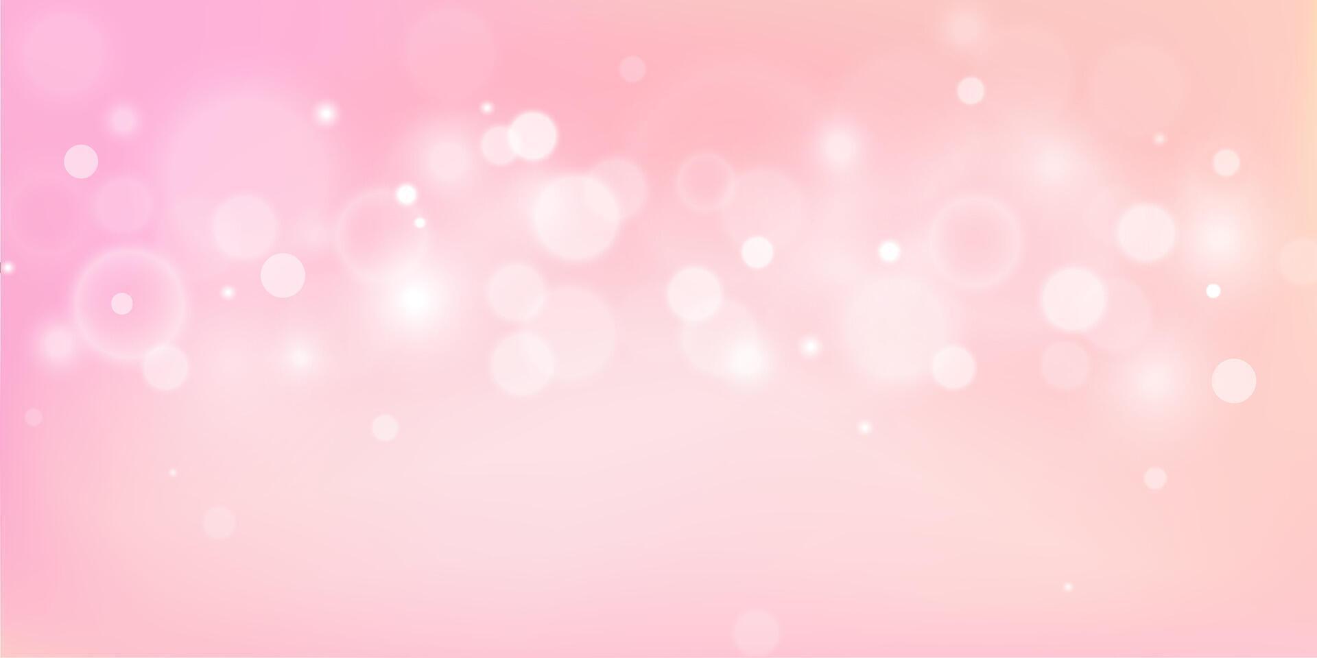 Pink bokeh background design with soft romantic gradient and abstract blurred light sparkles vector