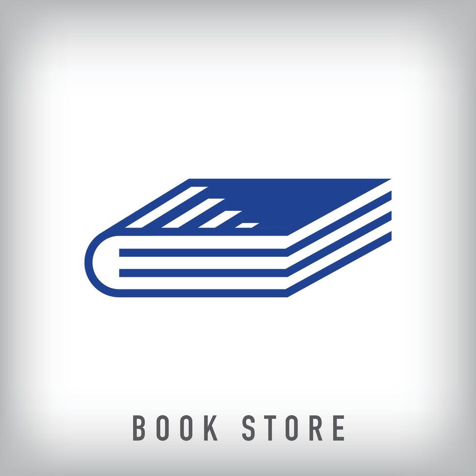 Unique staircase logo design inside book. Bookstore and library for company vector