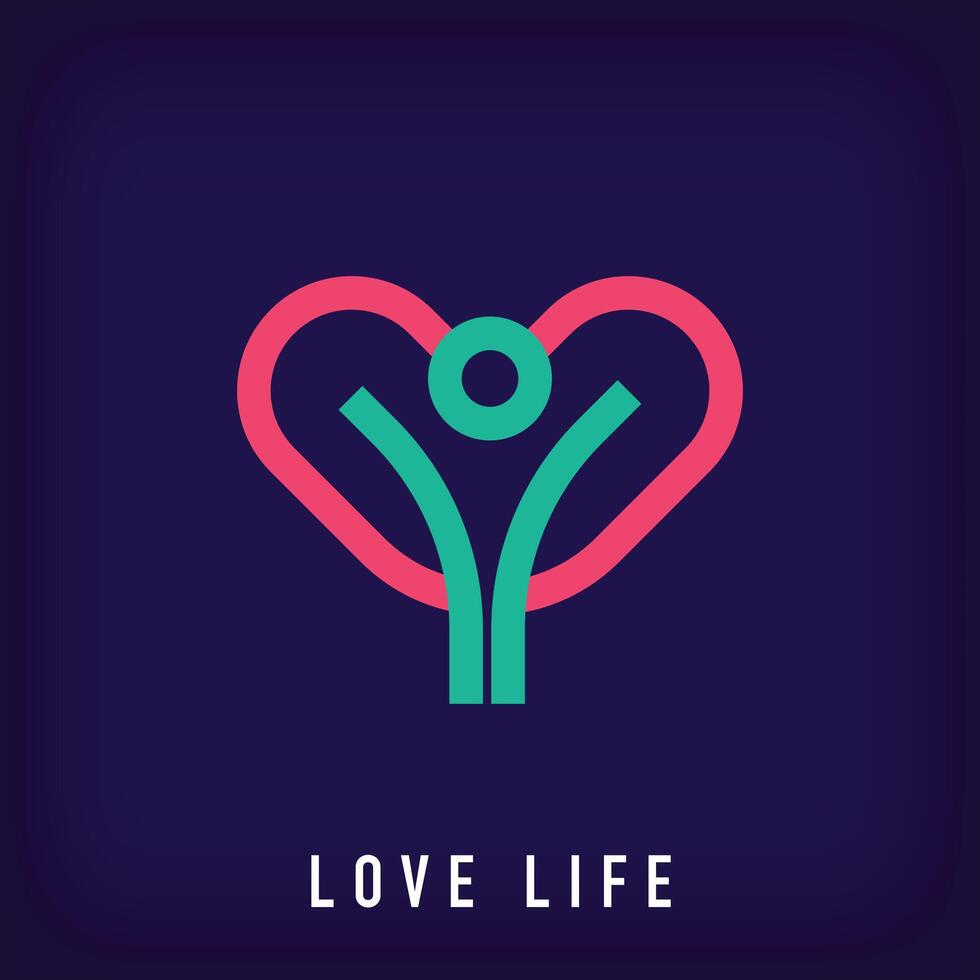 Unique heart life profile man logo design. Pharmacy and nursing home for company vector