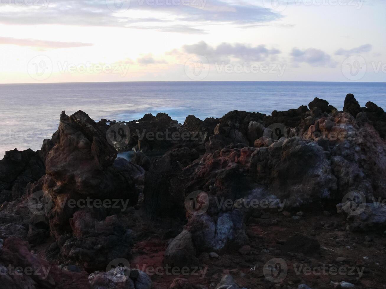 Easter Island coastline. Easter Island coast, rocks, ocean. photo