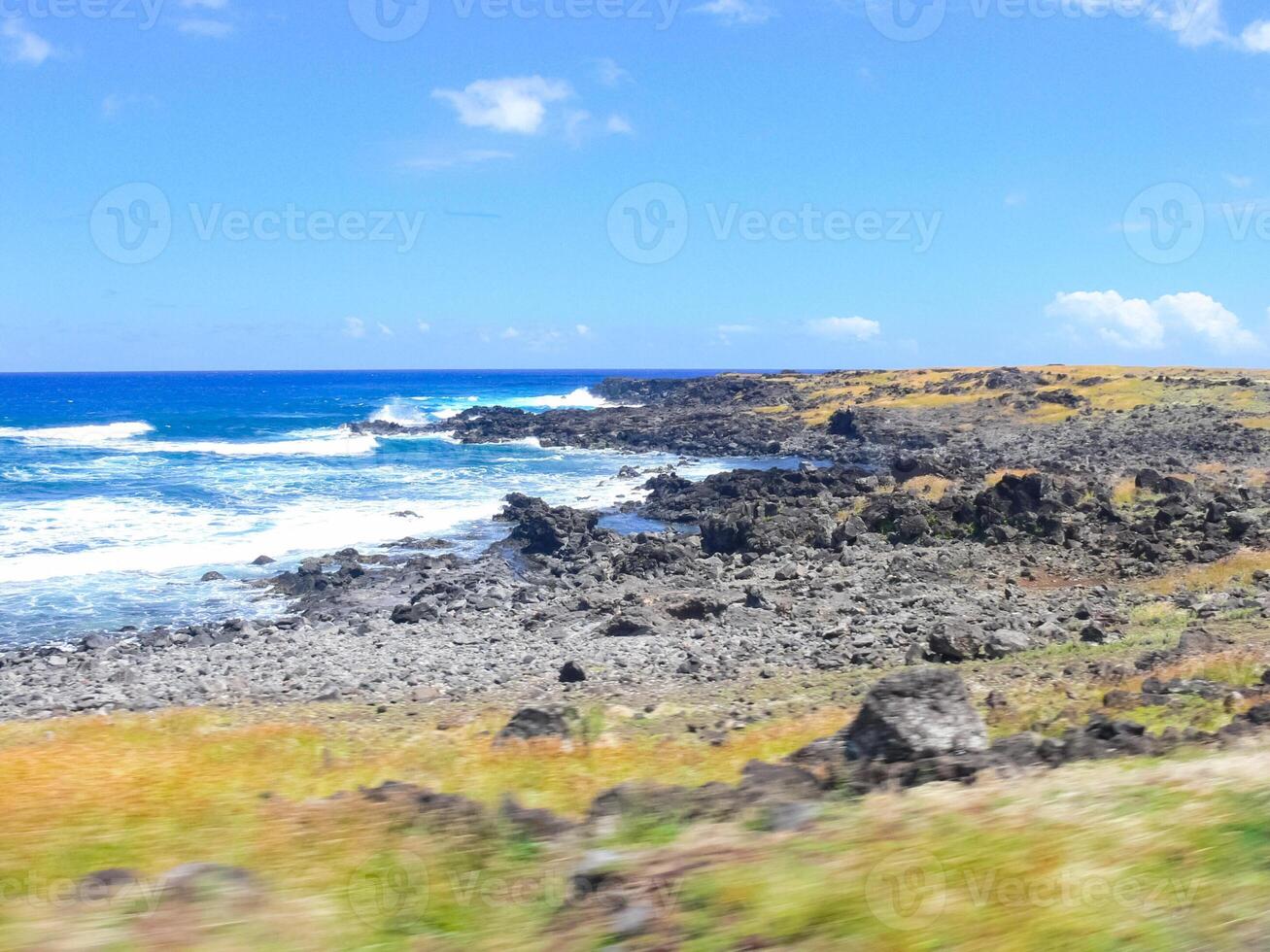 nature of Easter Island, landscape, vegetation and coast. photo