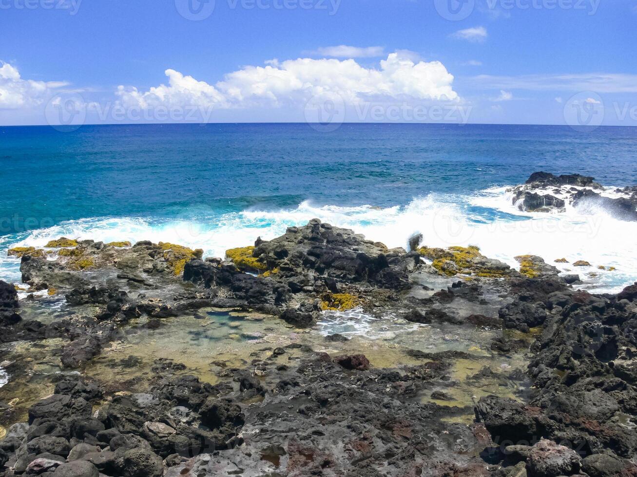 Easter Island coastline. Easter Island coast, rocks, ocean. photo