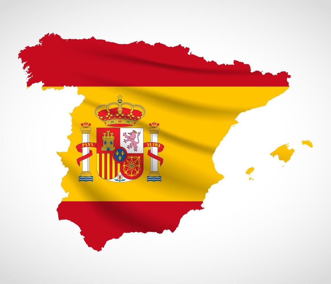 Spain Map Silhouette with National Flag Design vector