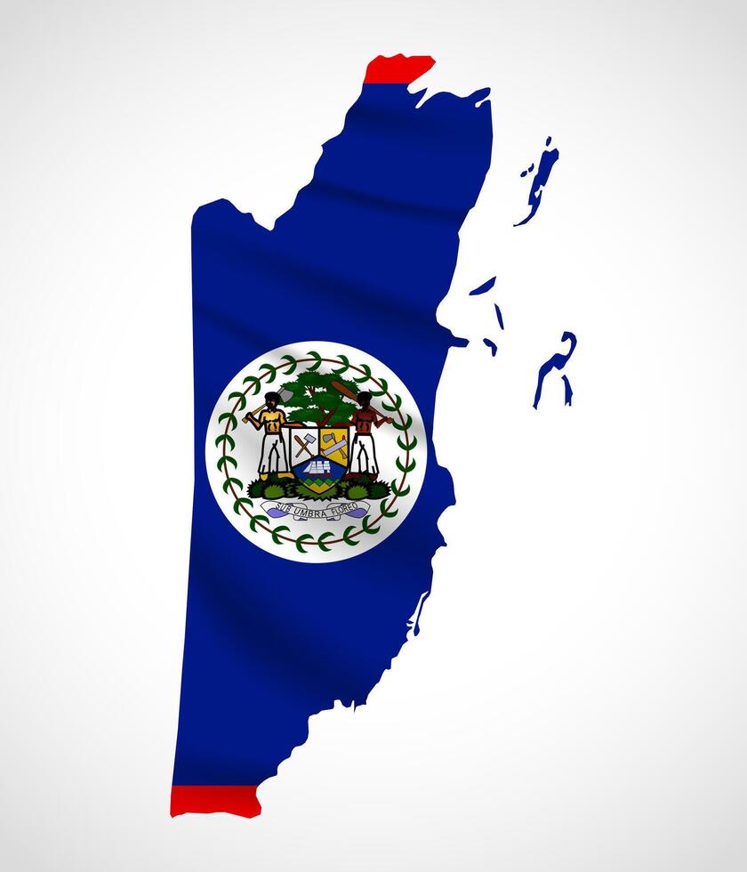 Belize Map Silhouette with National Flag Design vector