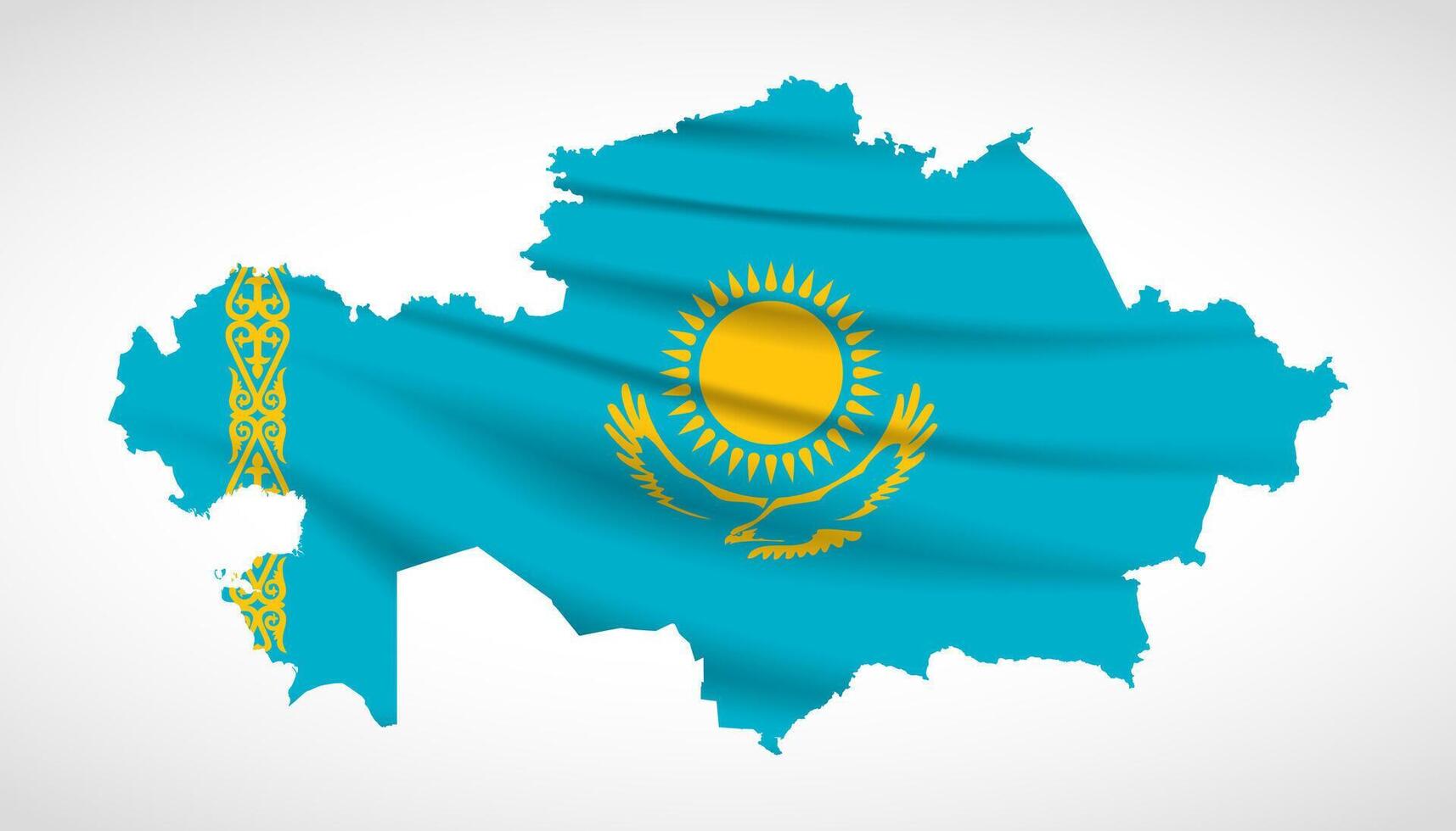 Kazakhstan Map Silhouette with National Flag Design vector