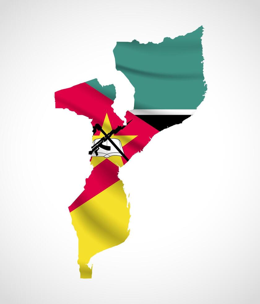 Mozambique Map Silhouette with National Flag Design vector