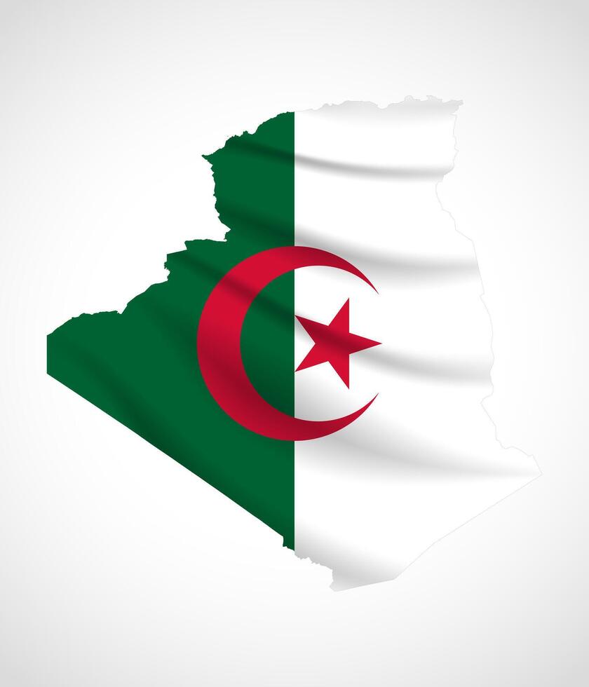 Algeria Map Silhouette with National Flag Design vector