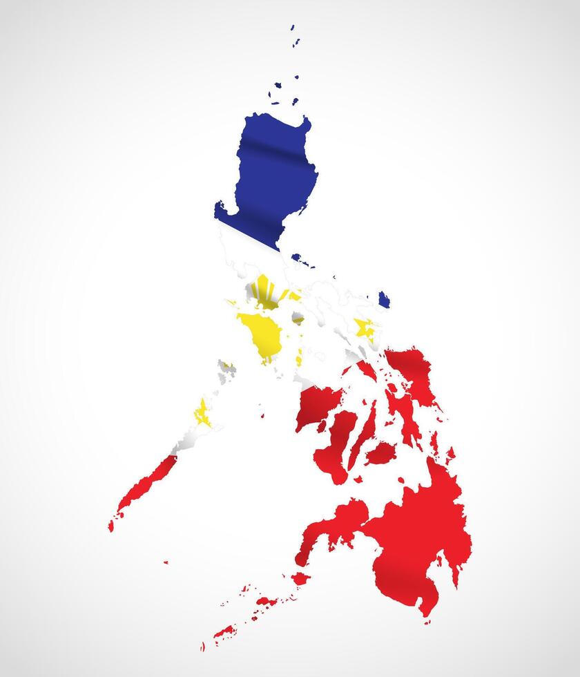 Philippines Map Silhouette with National Flag Design vector