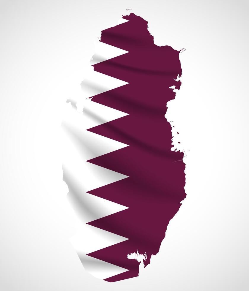 Qatar Map Silhouette with National Flag Design vector