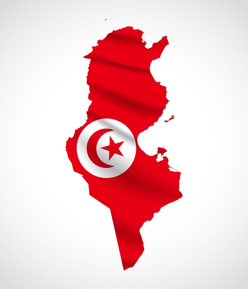 Tunisia Map Silhouette with National Flag Design vector